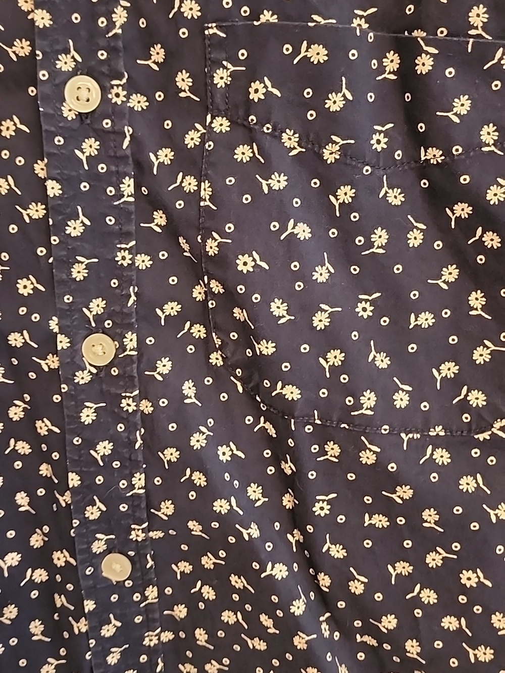 Old Navy Womens Navy Short-Sleeve Floral Button-Up Shirt - Picture 2 of 9